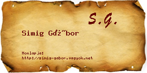 Simig Gábor névjegykártya